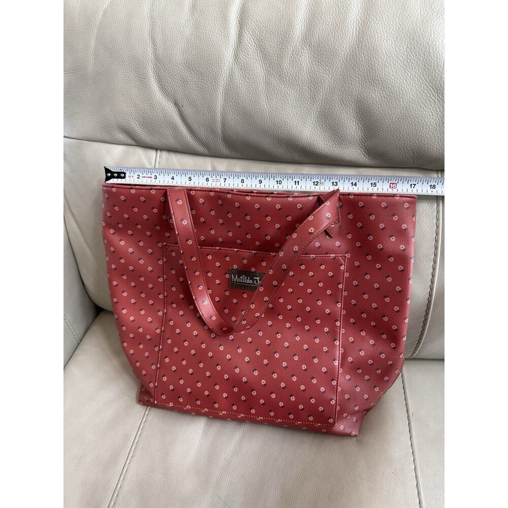 Matilda Jane Large Rose Floral Tote Purse Red Pink Maroon LNC 14x17 Retired - Picture 3 of 10